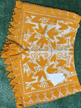 Tory Burch Kerry Valencia Guipure Lace Crochet Shorts Orange White Size 14 NWT